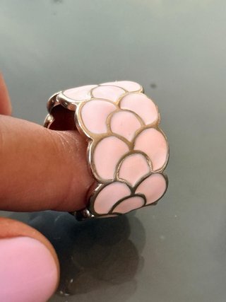 Anello fascia smalto rosa cipria e oro