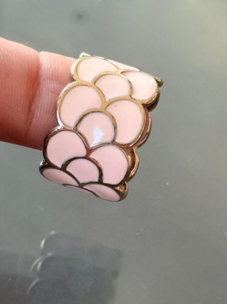Anello fascia smalto rosa cipria e oro