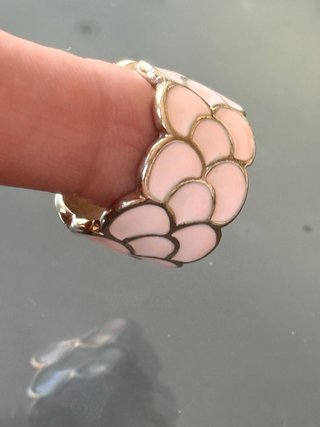 Anello fascia smalto rosa cipria e oro