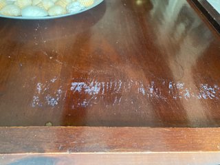 Mesa auxiliar madera y cristal