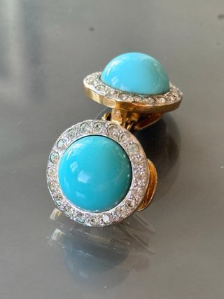 Orecchini vintage turchese con cristalli