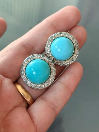Orecchini vintage turchese con cristalli