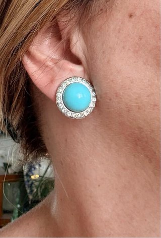 Orecchini vintage turchese con cristalli