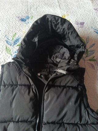 Plumífero largo sin mangas XL negro