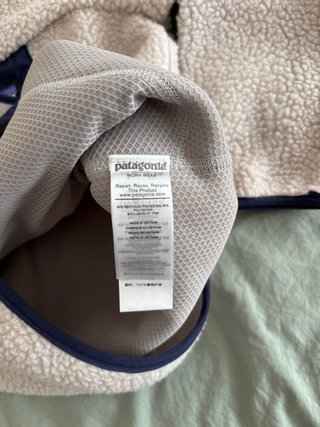 Piumino Patagonia Sherpa Beige e Blu