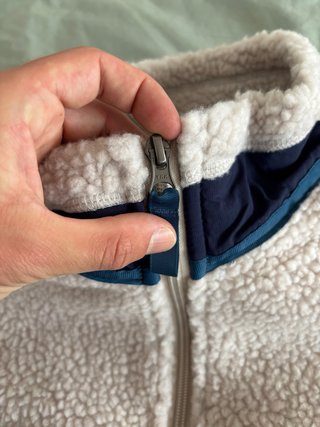 Piumino Patagonia Sherpa Beige e Blu