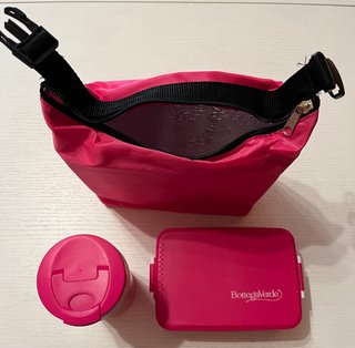 Borsetta termica rosa con zip e fibbia