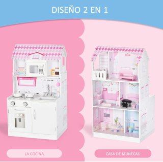 Casa de muñecas de madera 2 en 1