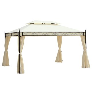 Gazebo da Giardino 3x4m in Acciaio con Doppio Tett