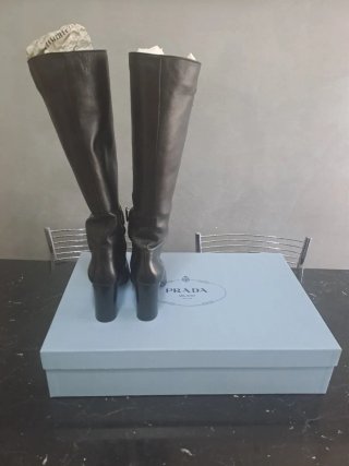 Stivali Prada Pelle Nera Tg 40