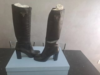Stivali Prada Pelle Nera Tg 40