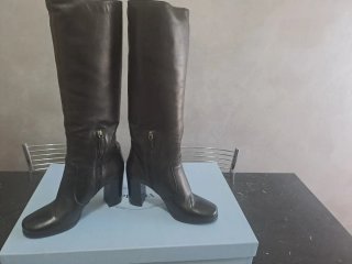 Stivali Prada Pelle Nera Tg 40