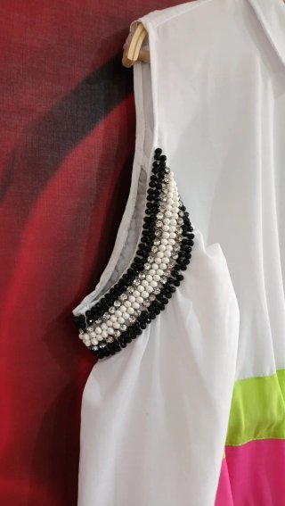 Vestido Dqmane blanco con pedrería