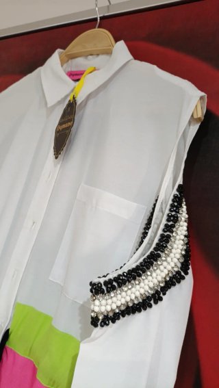 Vestido Dqmane blanco con pedrería
