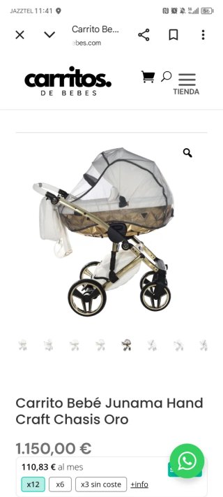 Carro Bebé Junama Hand Craft Chasis Oro