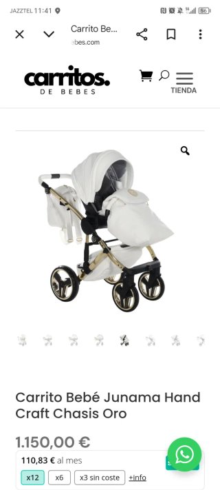 Carro Bebé Junama Hand Craft Chasis Oro