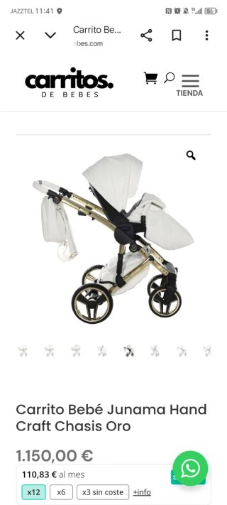 Carro Bebé Junama Hand Craft Chasis Oro