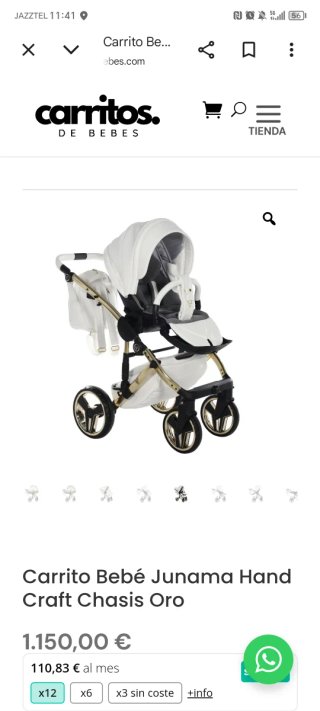 Carro Bebé Junama Hand Craft Chasis Oro