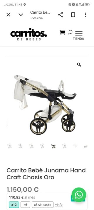 Carro Bebé Junama Hand Craft Chasis Oro