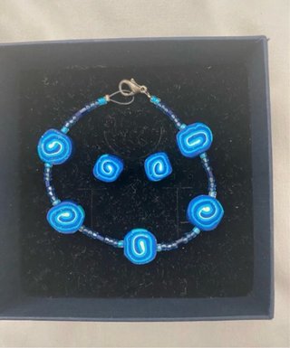 Conjunto Pulsera y Pendientes Azules