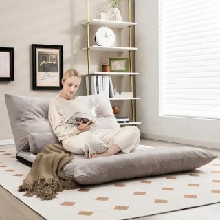 Sofá Cama Plegable Suelo Beige/Gris