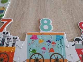 Puzzle tren números animales con libro