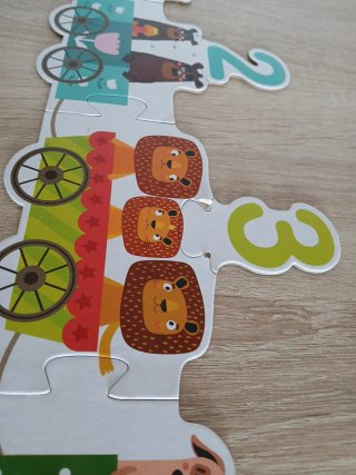 Puzzle tren números animales con libro