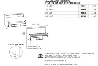 Cama abatible con sofá Sonrie 90×190