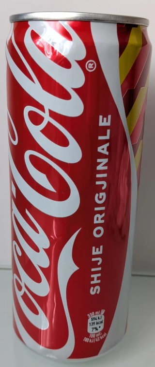 Lata Coca-Cola España Mundial FIFA 2026 en albanés
