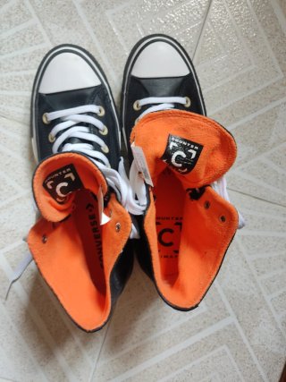 Zapatillas Converse Altas Negras Naranja