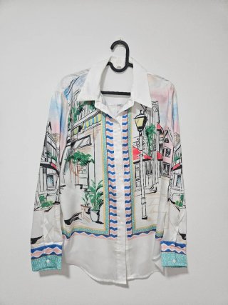 Camisa Larga Estampado Urbano Talla Única