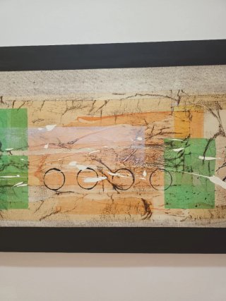 Cuadro abstracto beige y verde