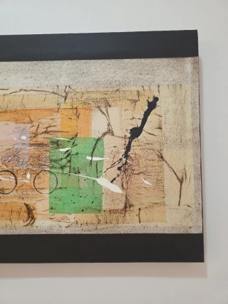 Cuadro abstracto beige y verde