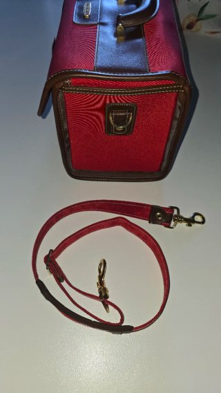 Borsa Samsonite tessuto rosso e pelle tracolla