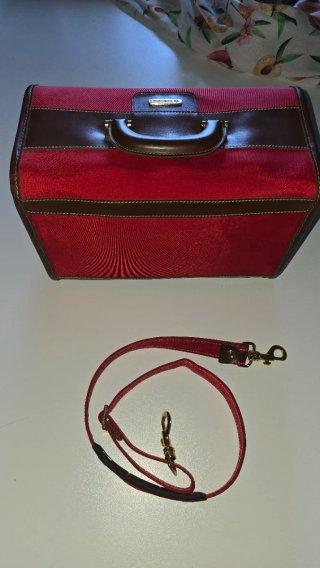 Borsa Samsonite tessuto rosso e pelle tracolla