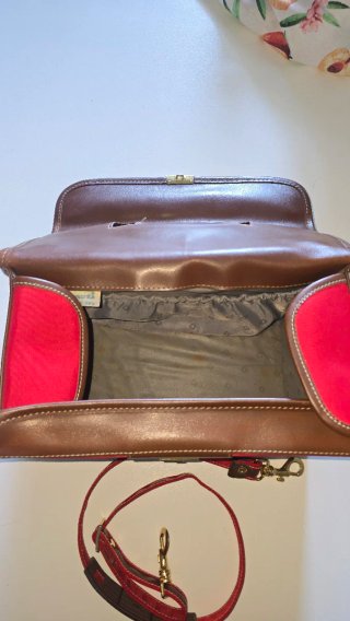 Borsa Samsonite tessuto rosso e pelle tracolla