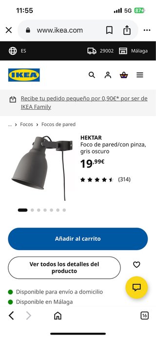 Lámpara de pared IKEA HEKTAR Negra