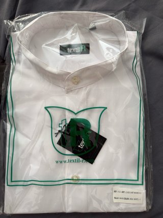 Camisa Blanca Textil-R Cuello Mao Talla 44-45