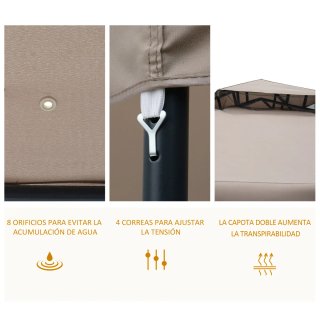 Cenador de Jardín 3x3m Beige y Negro