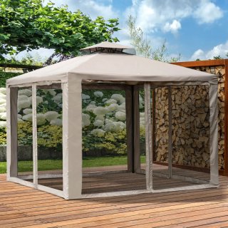 Cenador de Jardín 3x3m Beige y Negro