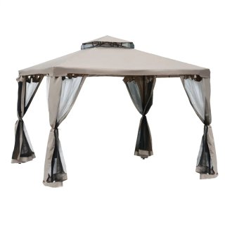 Cenador de Jardín 3x3m Beige y Negro