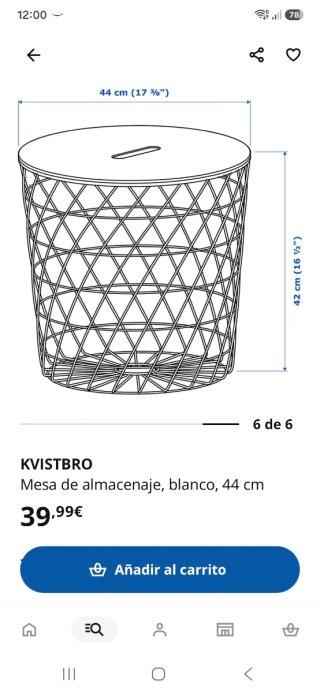Mesa auxiliar redonda blanca