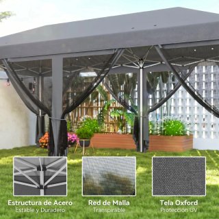 Carpa Gazebo Plegable 6x3m con 6 Paredes
