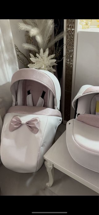Carro de bebé Bytax rosa y blanco