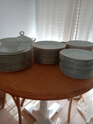 Vajilla porcelana filo oro