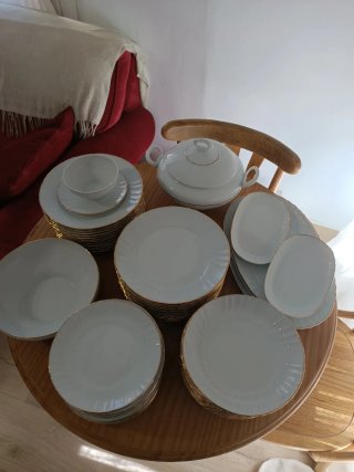 Vajilla porcelana filo oro
