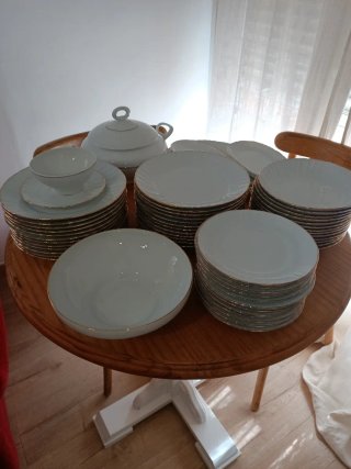 Vajilla porcelana filo oro