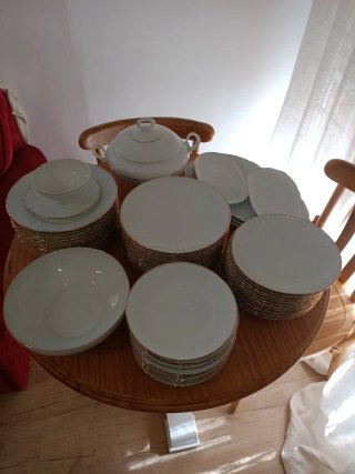 Vajilla porcelana filo oro