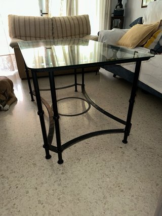 Mesa comedor vintage cristal y forja