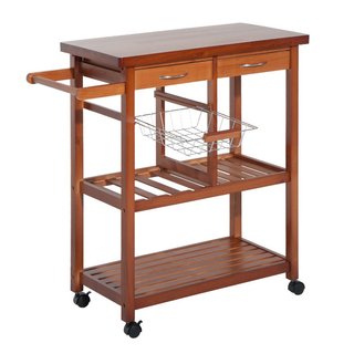 Carrello Portata da Cucina in Legno con Portabotti